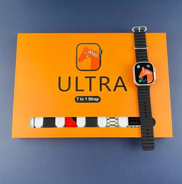 7-in-1 Ultra Smart Watch – Advanced Multi-feature Fitness Tracker With Heart Rate Monitor, Sleep Tracking, Bluetooth Calling, Sports Modes & More Random Color Straps – Smartwatch With 6 Silicone Stripes And 1 Metal Strip