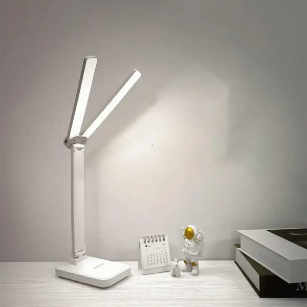 Foldable Double Head Reading Led Desk Lamp | 3 Levels Dimmable Touch Table Night Light – Usb Rechargeable (random Color)